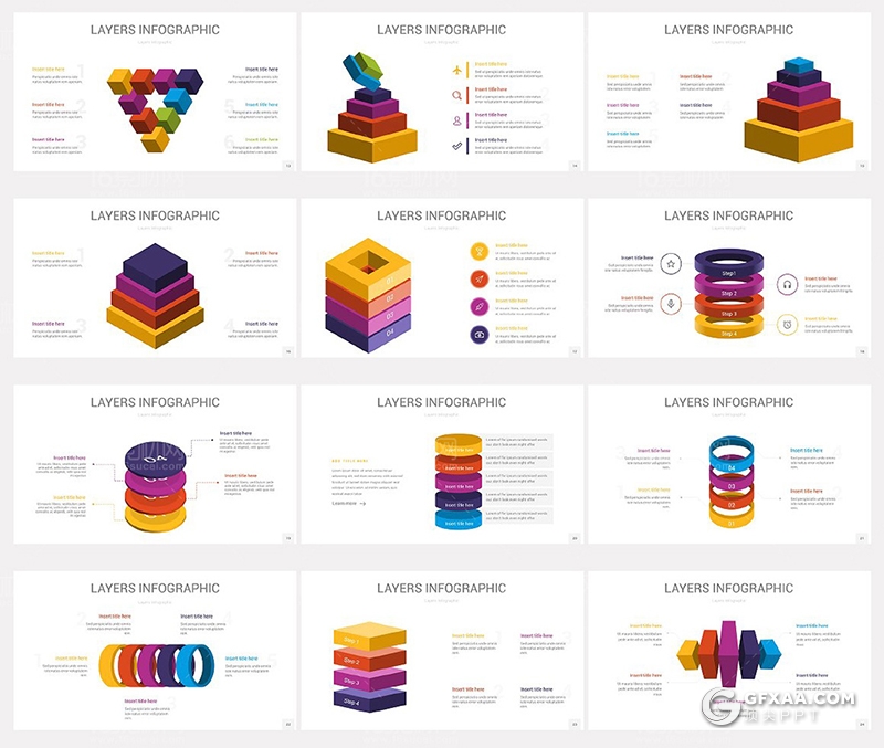 55页色彩创意商务金字塔分层图形PPT模板 - 顶尖PPT