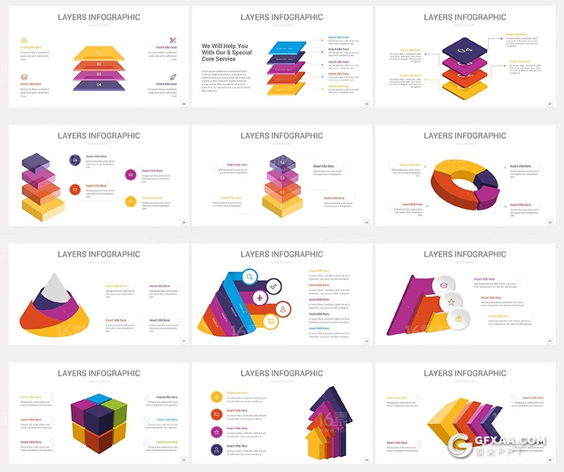 55页色彩创意商务金字塔分层图形PPT模板 - 顶尖PPT