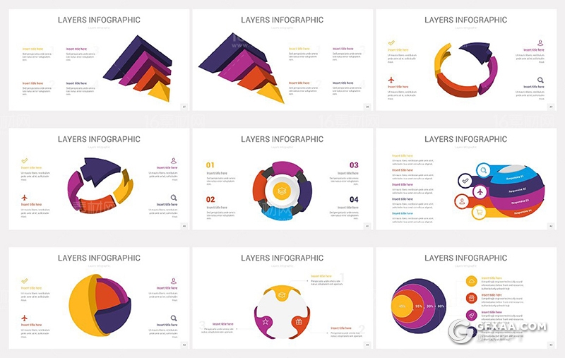 55页色彩创意商务金字塔分层图形PPT模板 - 顶尖PPT