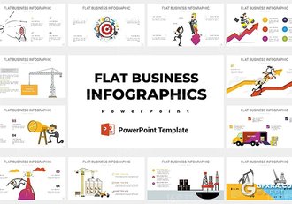 38页扁平化创意商务信息图形卡通人物图形插画PPT模板 - 顶尖PPT
