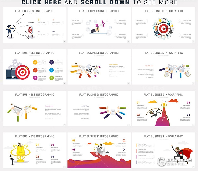 38页扁平化创意商务信息图形卡通人物图形插画PPT模板 - 顶尖PPT