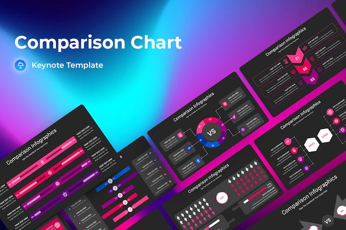 对比图表深色主题Keynote模板 - 顶尖PPT