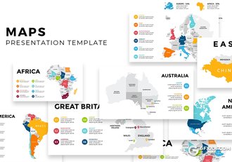 19页彩色世界各国地图PPT+keynote图形模板 - 顶尖PPT