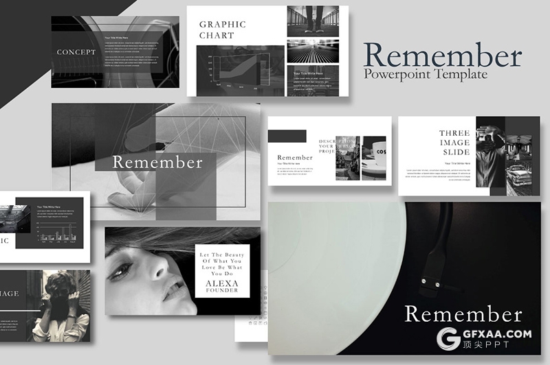 60页黑白底色欧美简约时尚多用途PPT模板 - 顶尖PPT