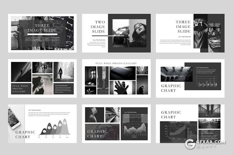 60页黑白底色欧美简约时尚多用途PPT模板 - 顶尖PPT