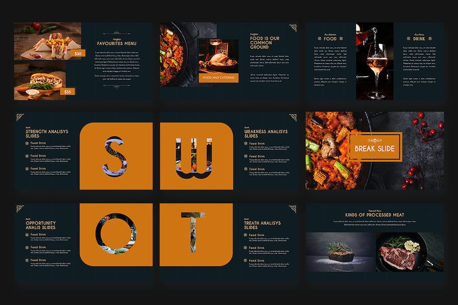 鱼子酱餐饮食品推广主题演讲Keynote模板 - 顶尖PPT