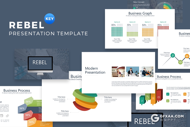 40页企业商务风格数据分析工作汇报项目演示keynote模板 - 顶尖PPT