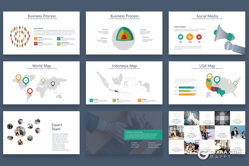40页企业商务风格数据分析工作汇报项目演示Google slides模板 - 顶尖PPT