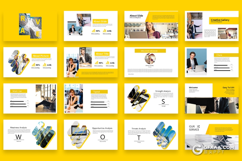 35页扁平化商务风格PPT模板 - 顶尖PPT