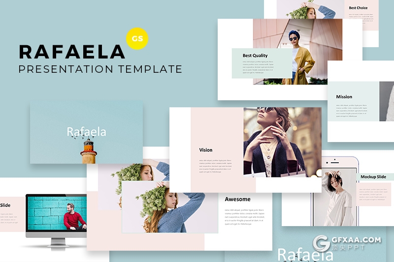 30页简约时尚摄影模特写真时尚服装展示Google slides模板 - 顶尖PPT