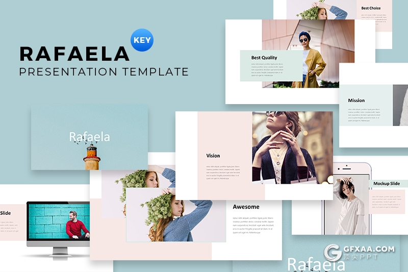 30页简约时尚摄影模特写真时尚服装展示keynote模板 - 顶尖PPT