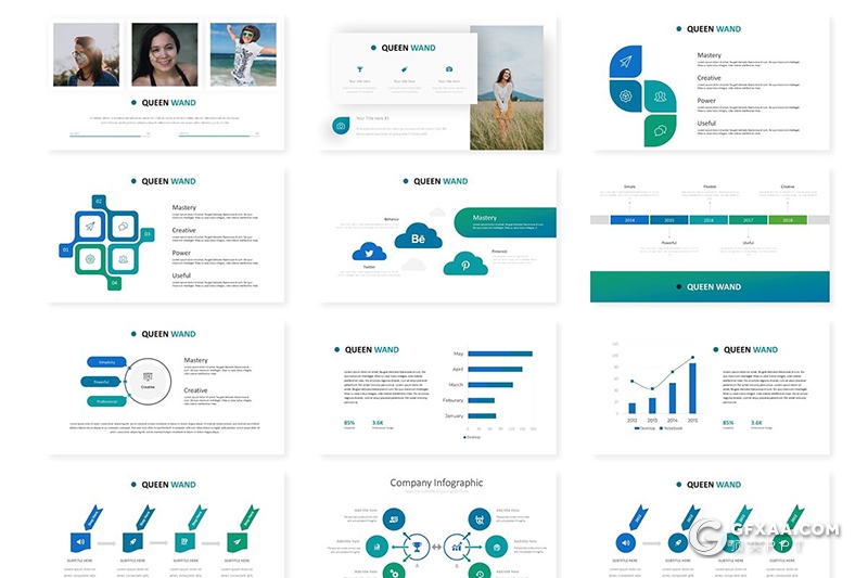 30页欧美风格团队介绍业务展示工作汇报keynote模板 5种主题配色 - 顶尖PPT
