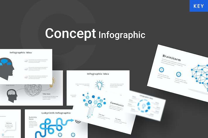 创意人物概念插画图形keynote模板 - 顶尖PPT
