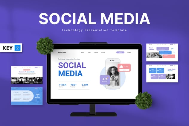 社交媒体技术主题keynote模板 - 顶尖PPT
