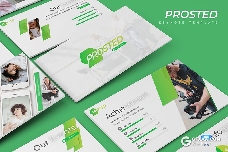 30页欧美高端商务风格创意图形工作汇报keynote模板 5种主题配色 - 顶尖PPT