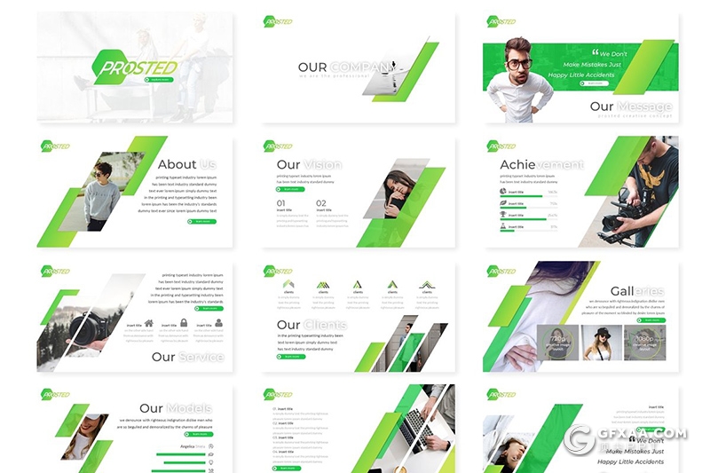 30页欧美高端商务风格创意图形工作汇报google slides模板 5种主题配色 - 顶尖PPT