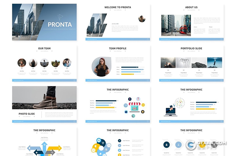 30页创意商务图形工作汇报项目分析keynote模板 5种主题配色 - 顶尖PPT