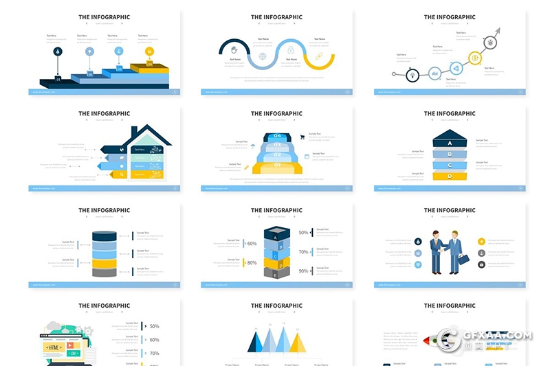 30页创意商务图形工作汇报项目分析keynote模板 5种主题配色 - 顶尖PPT