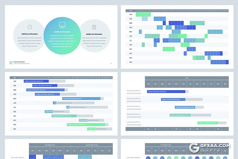 37页甘特图数据分析对比PPT模板 - 顶尖PPT