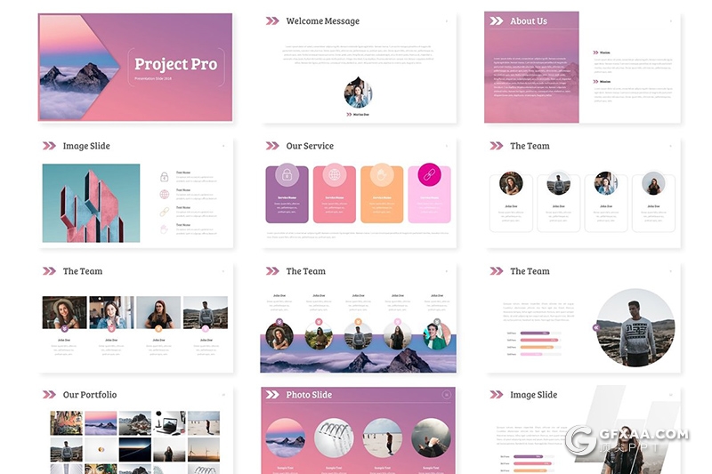 30页唯美配色项目分析欧美商务通用PPT模板 5种主题配色 - 顶尖PPT