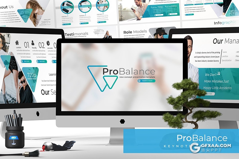 30页创意圆角三角形商务企业公司介绍工作汇报keynote模板 5种主题配色 - 顶尖PPT