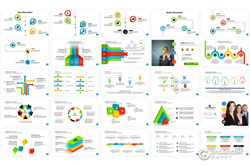 102页彩色欧美商务企业公司介绍工作汇报商务图形多用途PPT模板 - 顶尖PPT