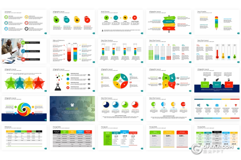 102页彩色欧美商务企业公司介绍工作汇报商务图形多用途PPT模板 - 顶尖PPT
