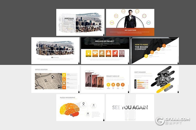 61页商务团队公司介绍数据图表分析统计PPT模板 5种主题配色 - 顶尖PPT