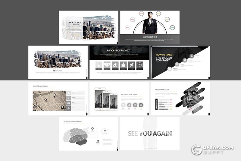 61页商务团队公司介绍数据图表分析统计PPT模板 5种主题配色 - 顶尖PPT