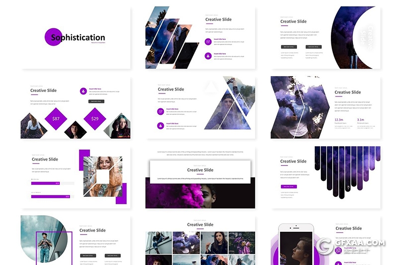 30页创意图形设计国外艺术风格keynote模板 5种主题配色 - 顶尖PPT