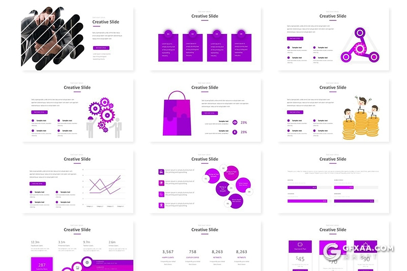 30页创意图形设计国外艺术风格keynote模板 5种主题配色 - 顶尖PPT