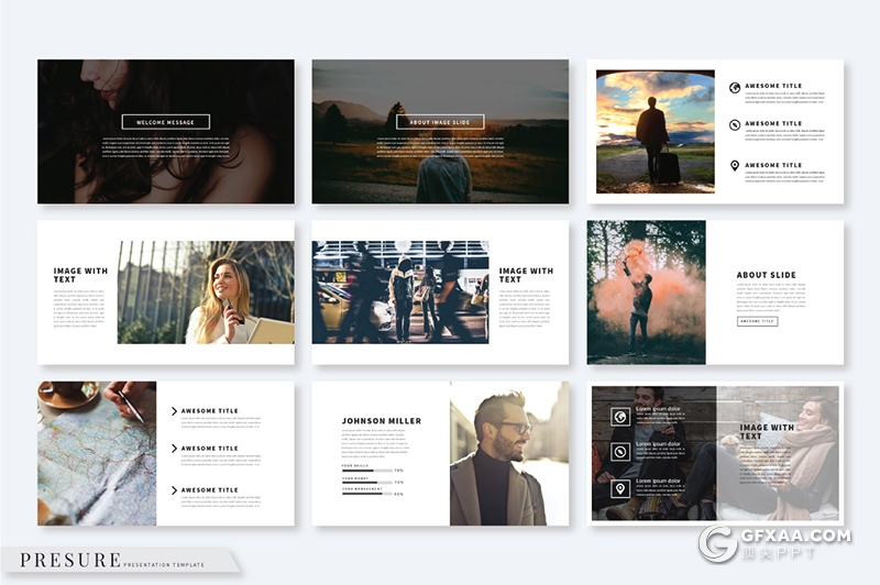 40页简约文艺风格摄影图片展示PPT模板 - 顶尖PPT