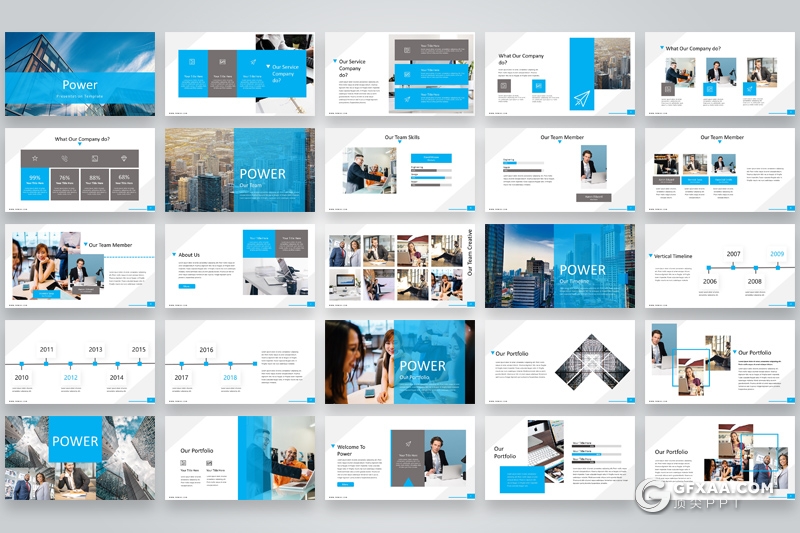 59页扁平化商务风格企业公司介绍项目总结工作汇报通用ppt模板 - 顶尖PPT