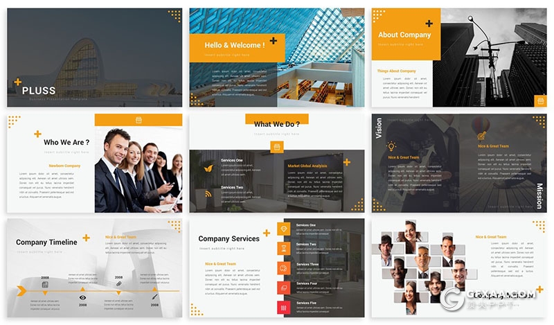 30页公司团队介绍公司案例介绍业务合作PPT模板 3种主题配色 - 顶尖PPT