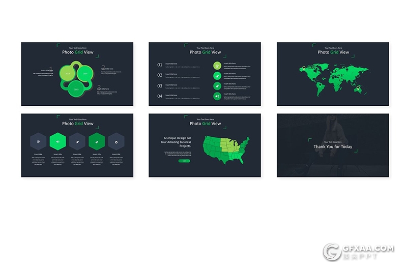 30页国外黑底色商务团队介绍图片展示工作分析统计keynote模板 5种主题配色 - 顶尖PPT