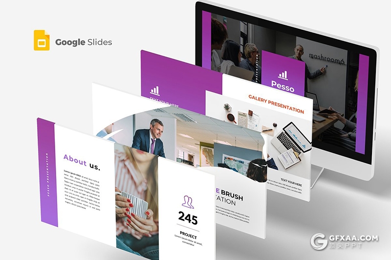 30页国外商务风格项目介绍展示工作汇报google slides模板 5种主题配色 - 顶尖PPT