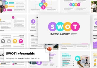 专业商务分析SWOT信息图形PPT模板 - 顶尖PPT