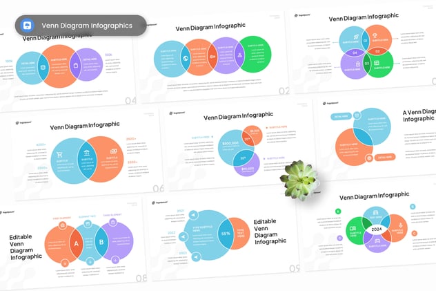 维恩图演示设计Keynote模板 - 顶尖PPT
