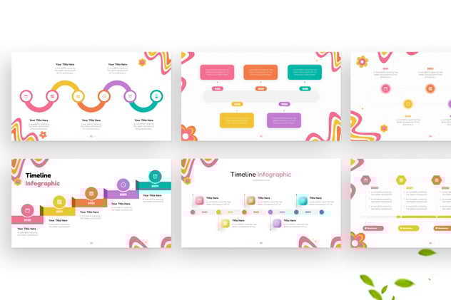 Groovy风格彩色渐变箭头步骤图形PPT模板 - 顶尖PPT