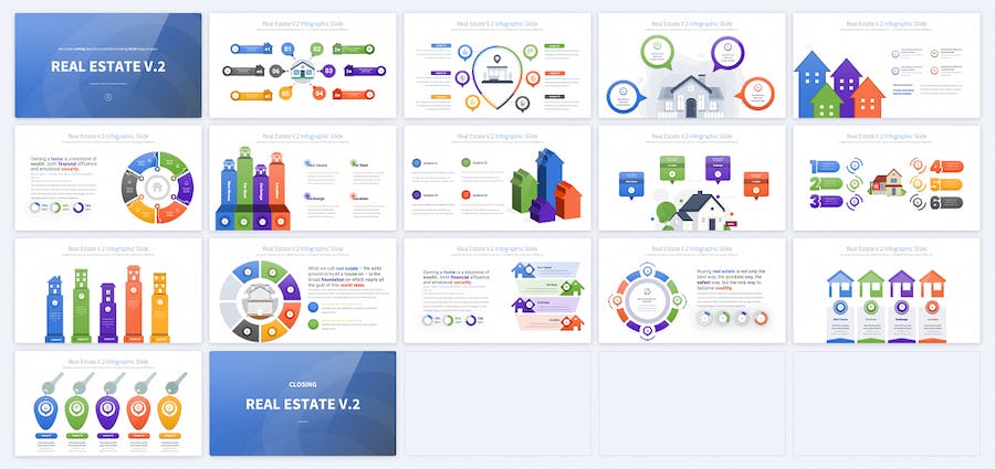 房地产主题信息图形图表keynote模板 - 顶尖PPT