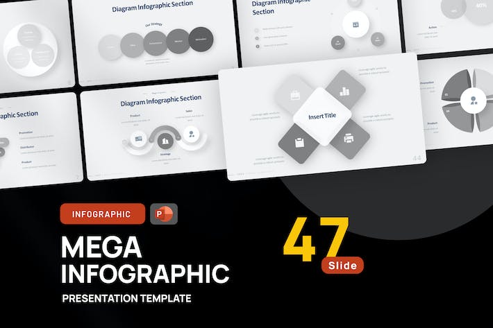 灰色图表过程圆形信息图形图表PPT模板 - 顶尖PPT