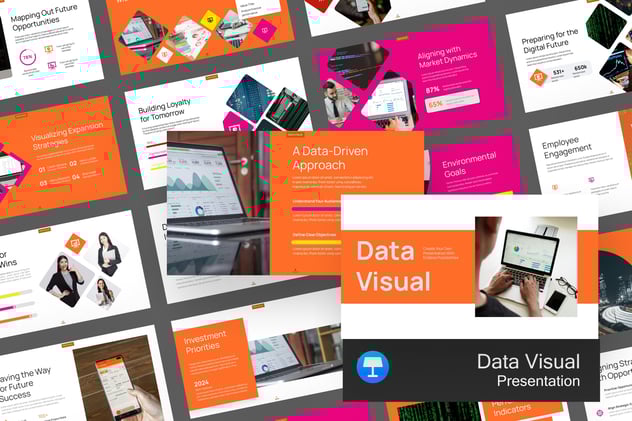 彩色数据可视化图形keynote模板 - 顶尖PPT