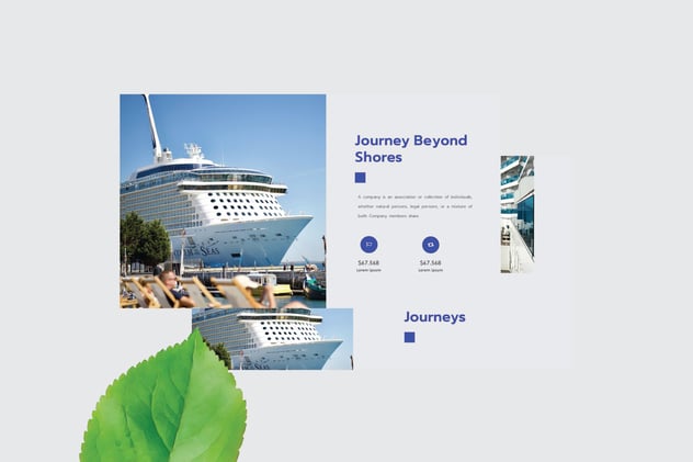 蓝色海洋风邮轮旅游行程介绍Keynote模板 - 顶尖PPT