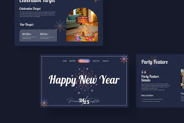 新年快乐节日狂欢PowerPoint模板 - 顶尖PPT