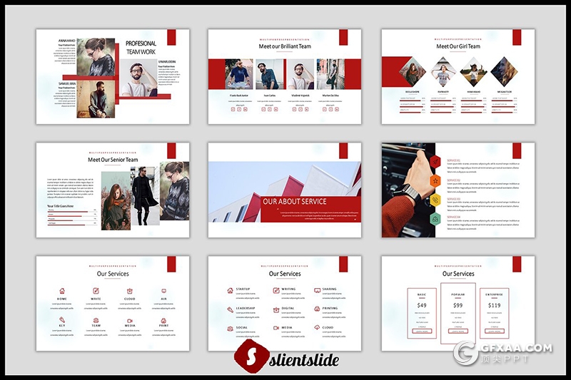 86页红色摄影图片展示行业分析工作汇报PPT模板 - 顶尖PPT