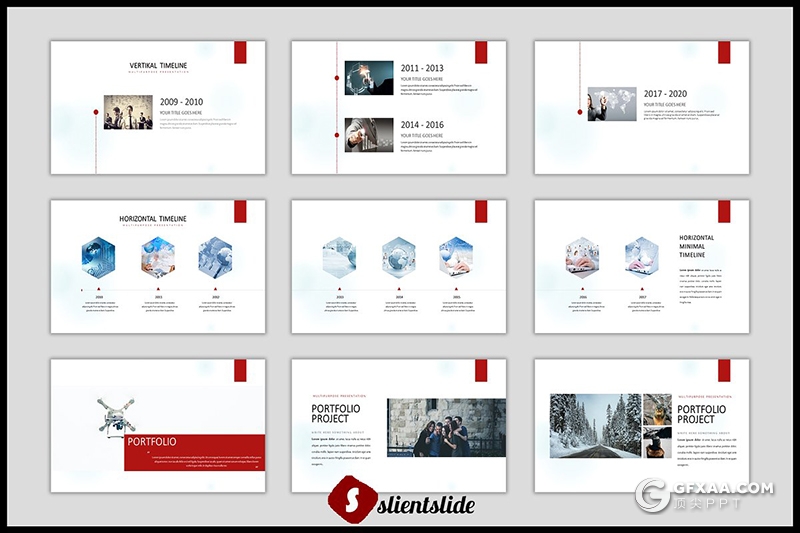 86页红色摄影图片展示行业分析工作汇报PPT模板 - 顶尖PPT
