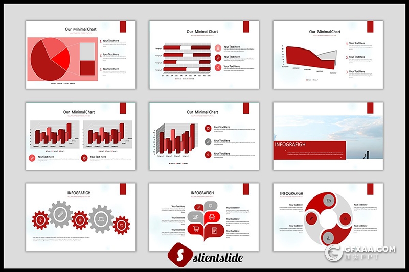 86页红色摄影图片展示行业分析工作汇报PPT模板 - 顶尖PPT