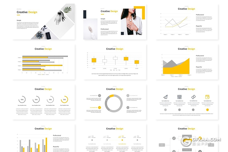 30页简约风格商务工作汇报项目合作通用PPT模板 5种主题配色 - 顶尖PPT