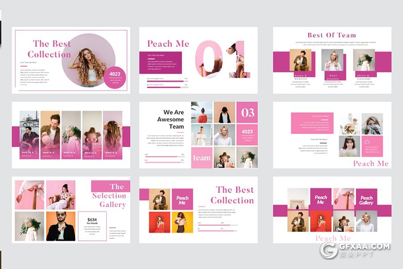 55页简约时尚模特写真摄影图片展示keynote模板 3种主题配色 - 顶尖PPT