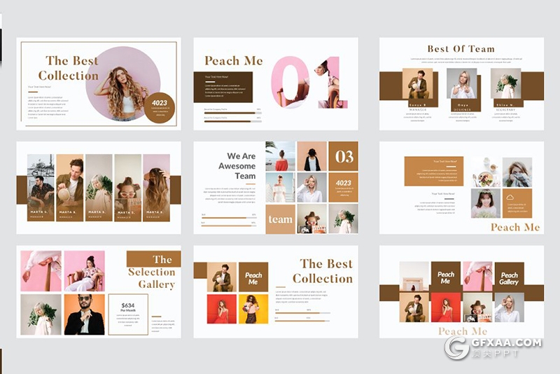 55页简约时尚模特写真摄影图片展示keynote模板 3种主题配色 - 顶尖PPT